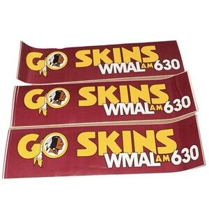 Vintage 80s Washington Redskins Bumper Stickers Go Skins" Redskins Radio WMAL AM